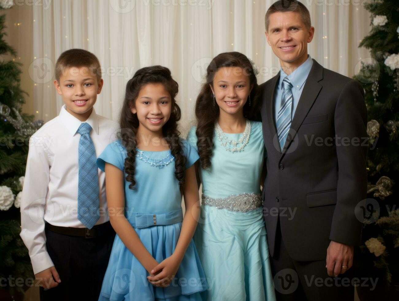 a família goza a comemorar Natal véspera juntos ai generativo foto