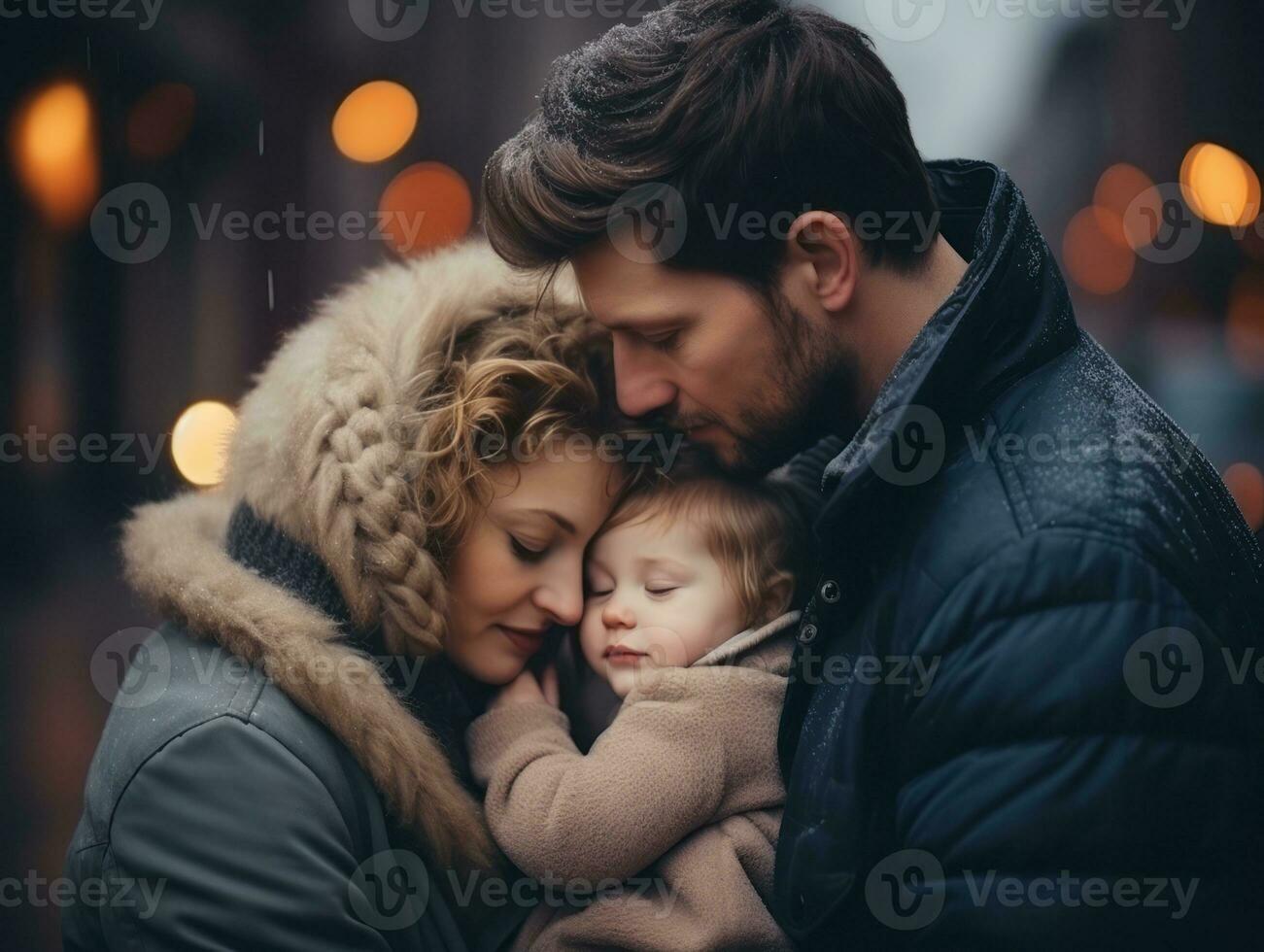 a família goza a comemorar Natal véspera juntos ai generativo foto