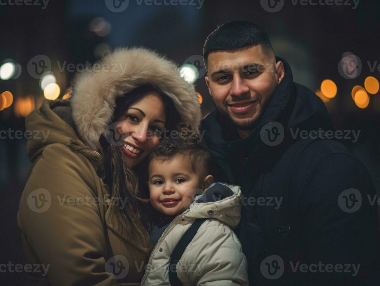 a interracial família goza a comemorar Natal véspera juntos ai generativo foto