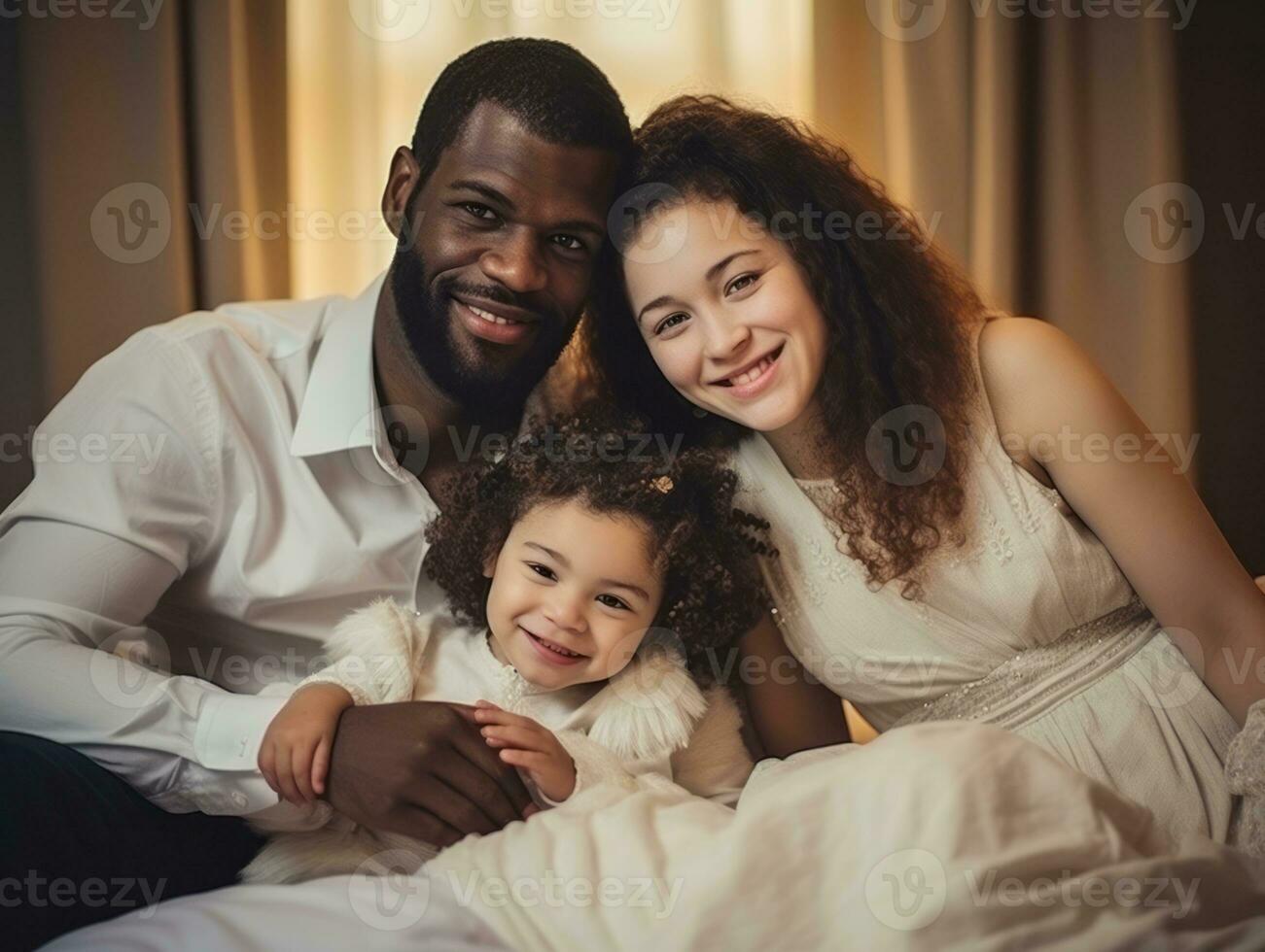 a interracial família goza a comemorar Natal véspera juntos ai generativo foto