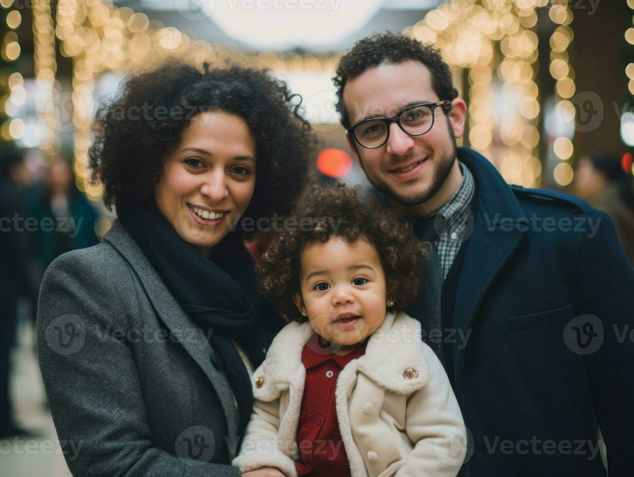 a interracial família goza a comemorar Natal véspera juntos ai generativo foto