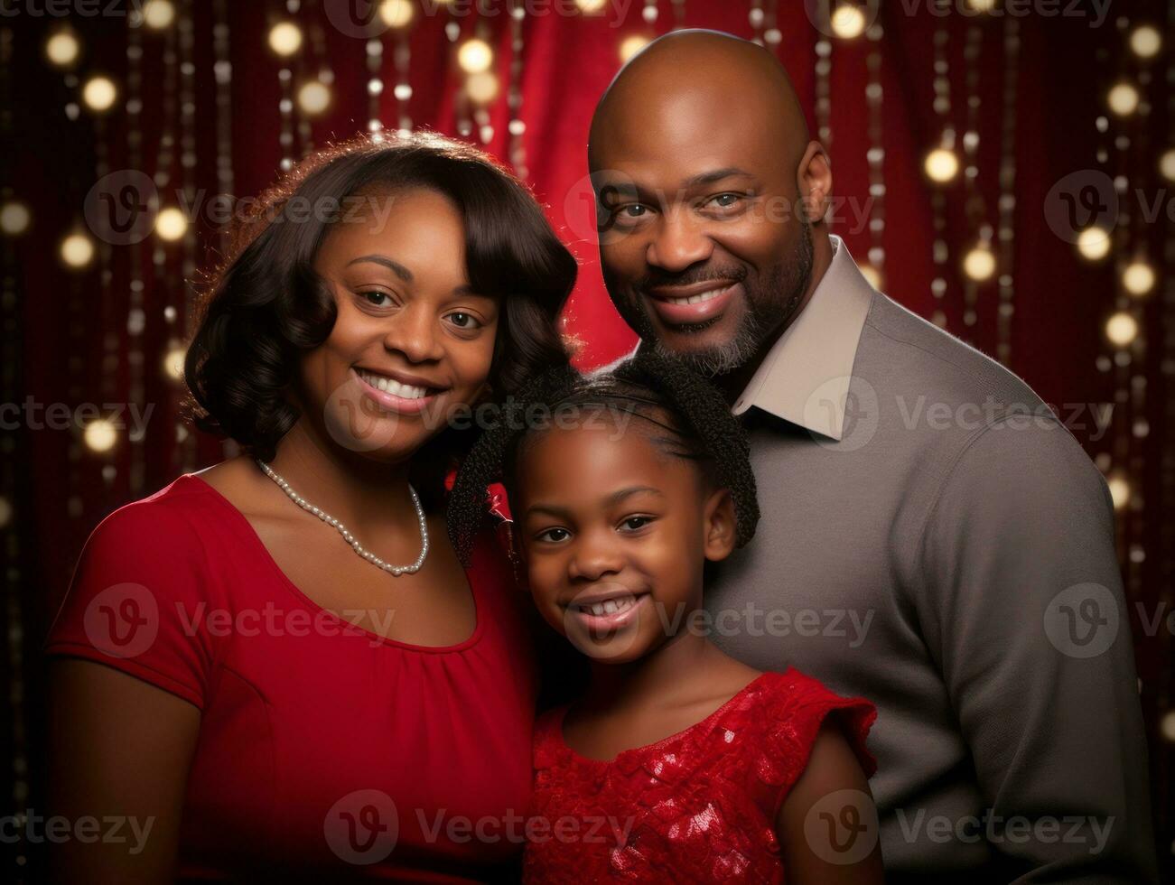 a africano americano família goza a comemorar Natal véspera juntos ai generativo foto