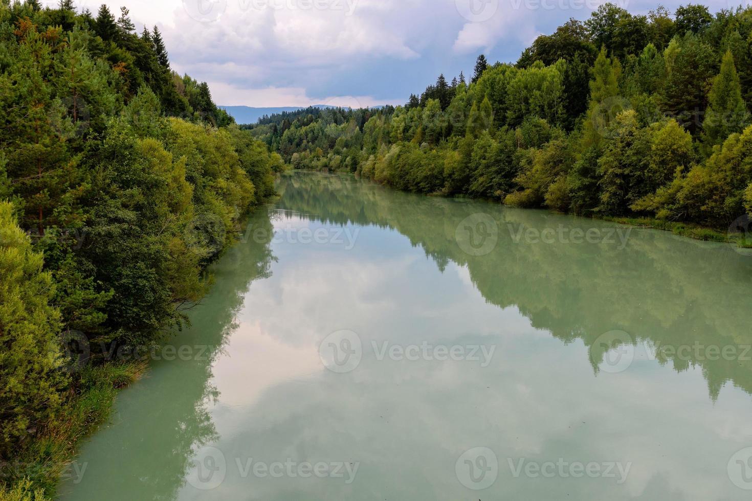 floresta e rio no outono foto