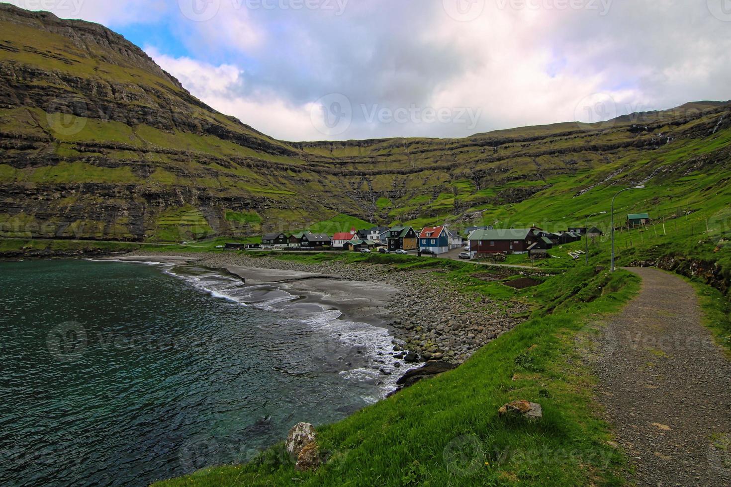 a vila isolada de Tjornuvik nas ilhas Faroe foto