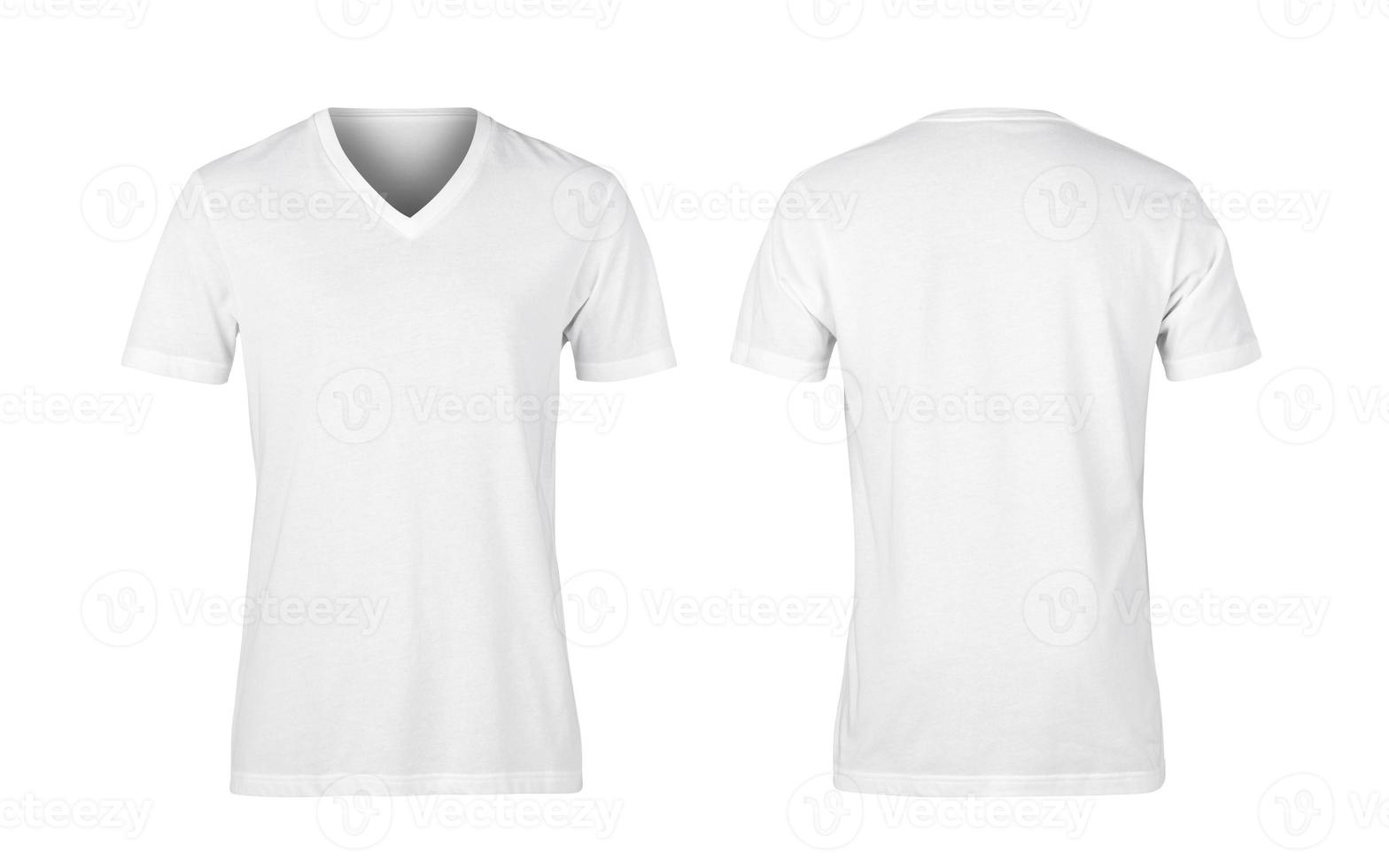 camiseta de mulher branca isolada no fundo branco com traçado de recorte foto