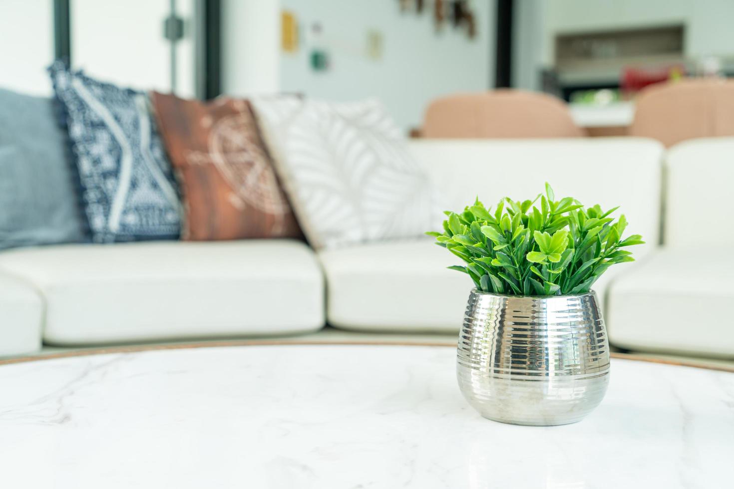 planta na decoração do vaso na mesa da sala foto