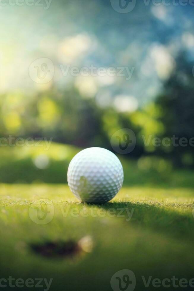 bola de golfe em curso. ai gerado foto