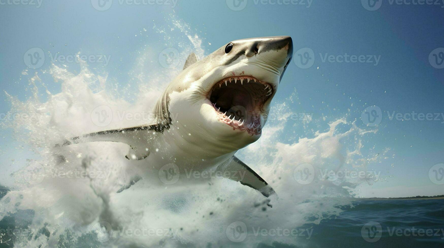 Tubarão ilustração, fundo projeto, ótimo branco, generativo ai foto