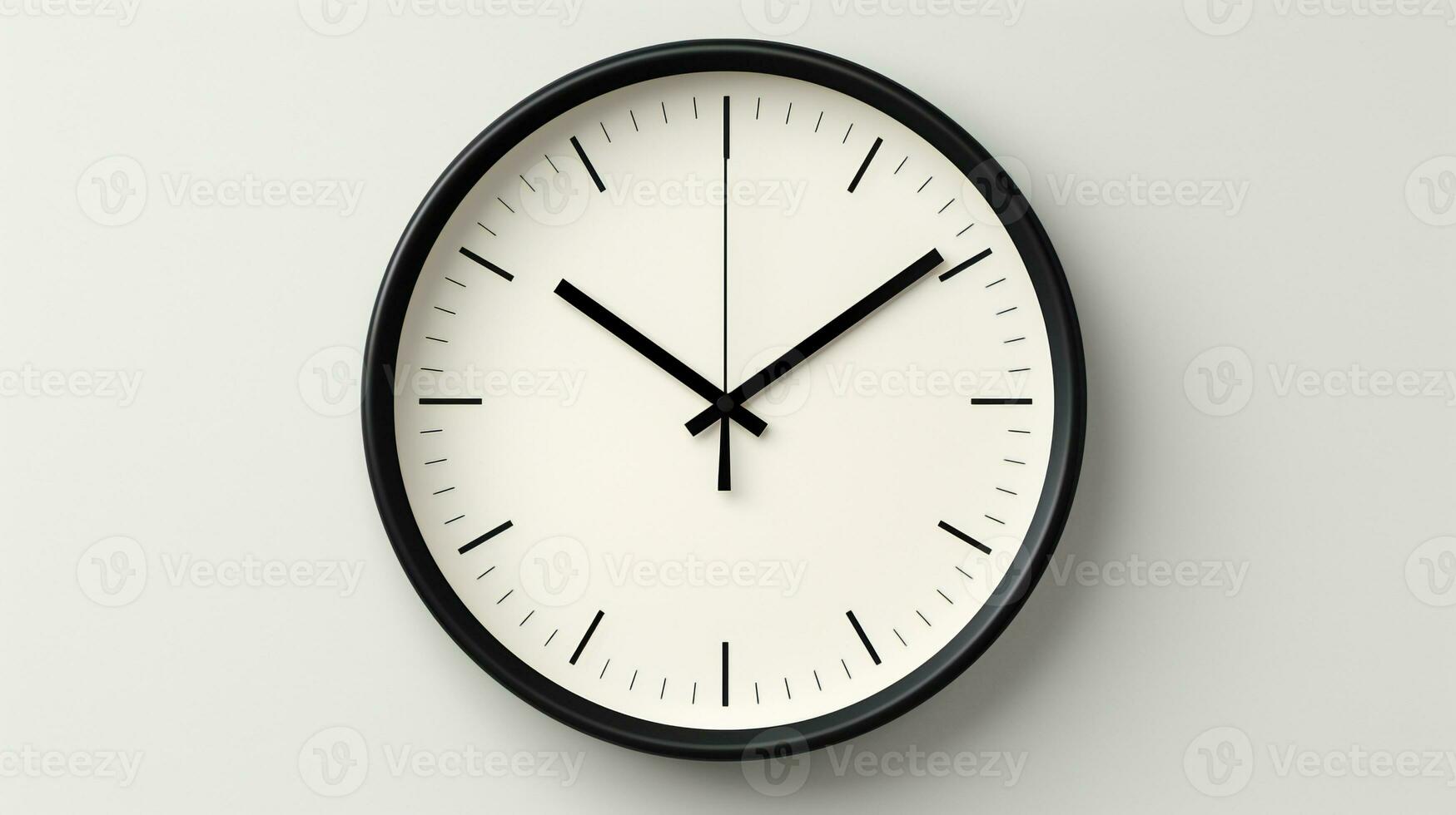 uma Preto e branco relógio em uma parede ai generativo foto