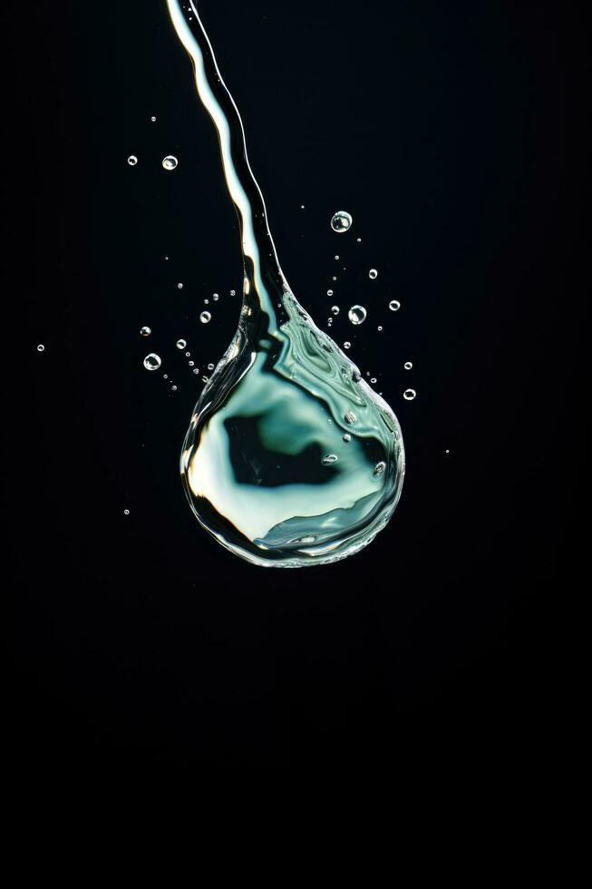 requintado macro imagem do uma solteiro água gotícula causando dinâmico respingo foto