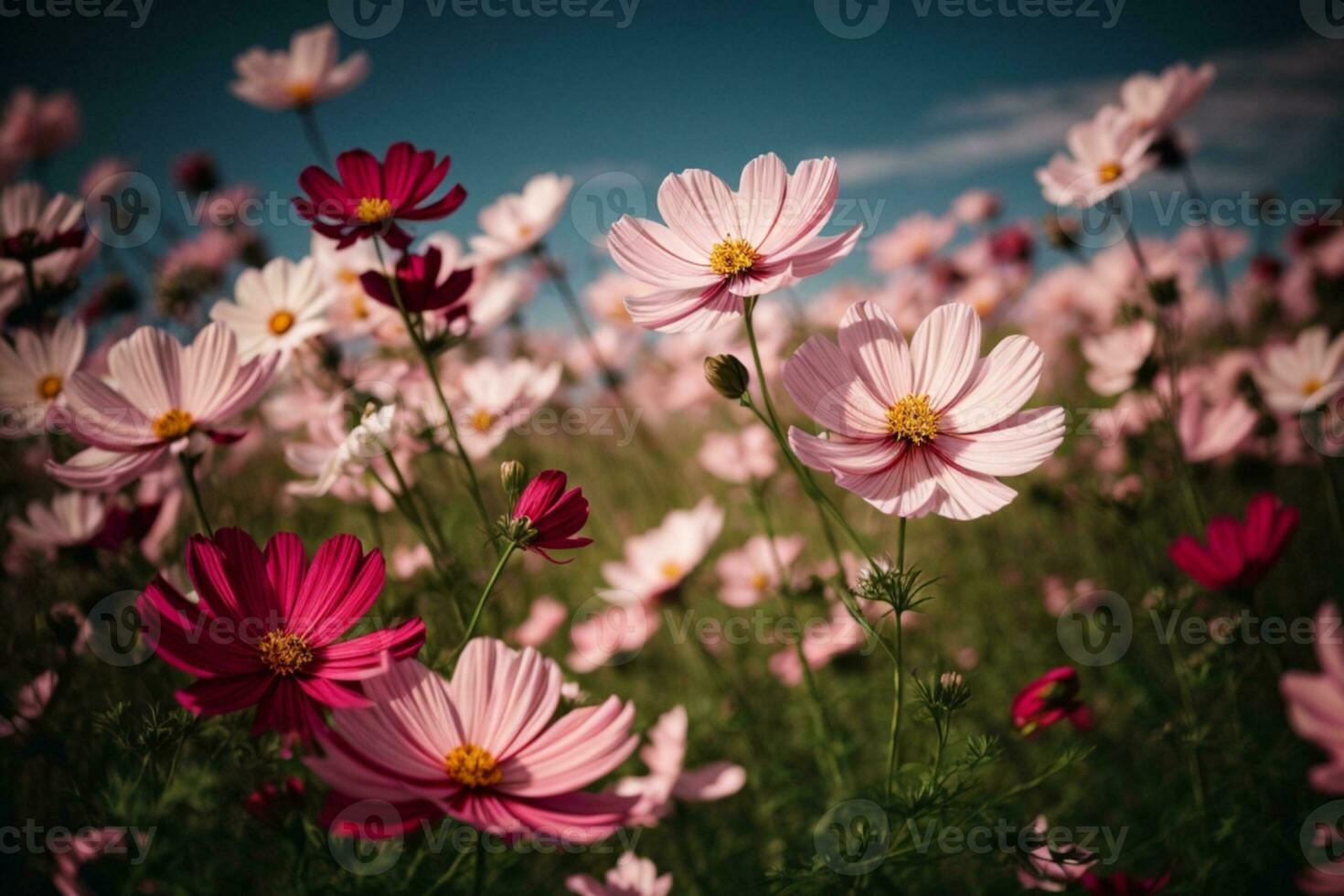 lindo cosmos flor campo. ai gerado foto