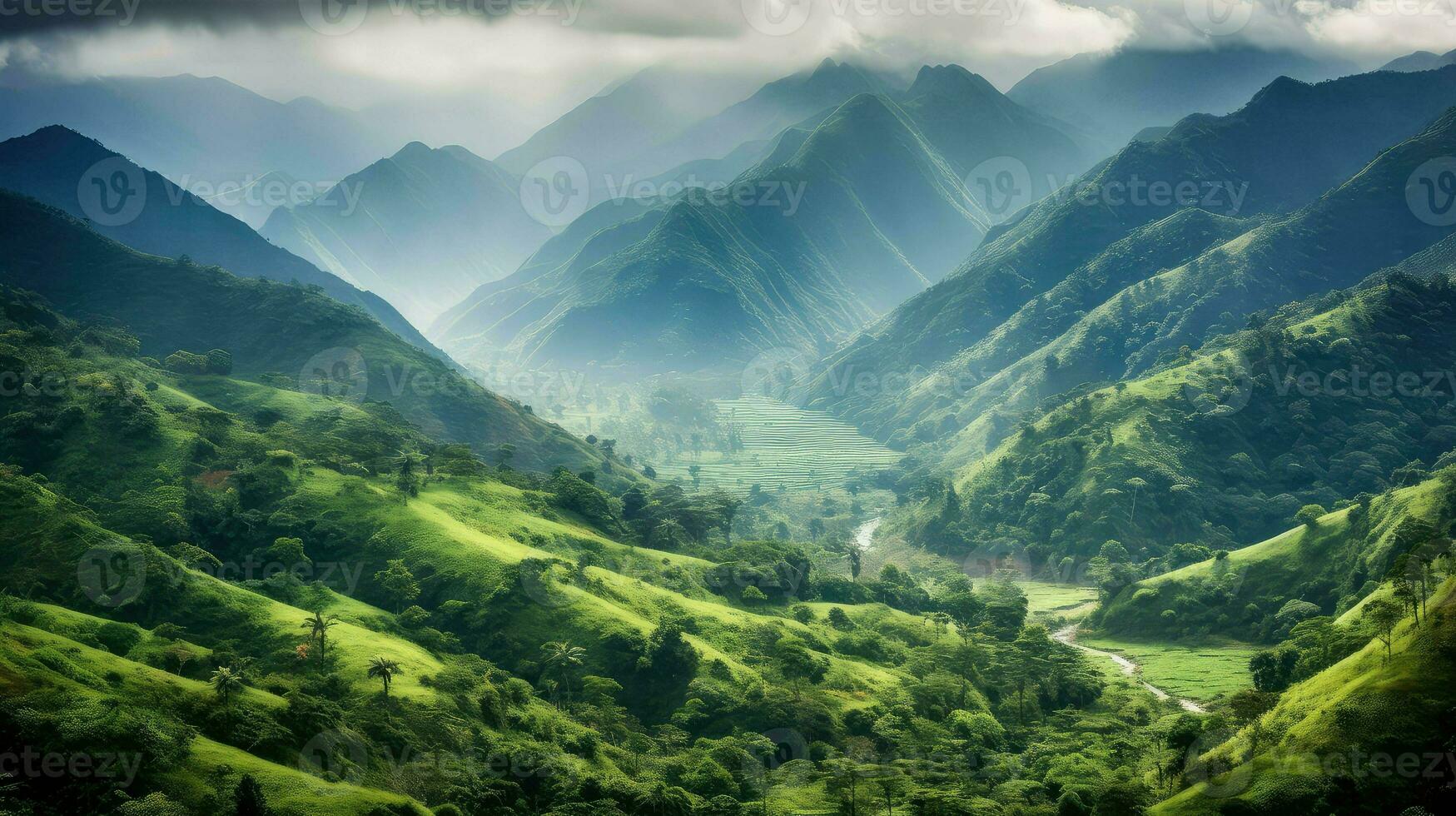 árvore verde floresta tropical exuberante ai gerado foto