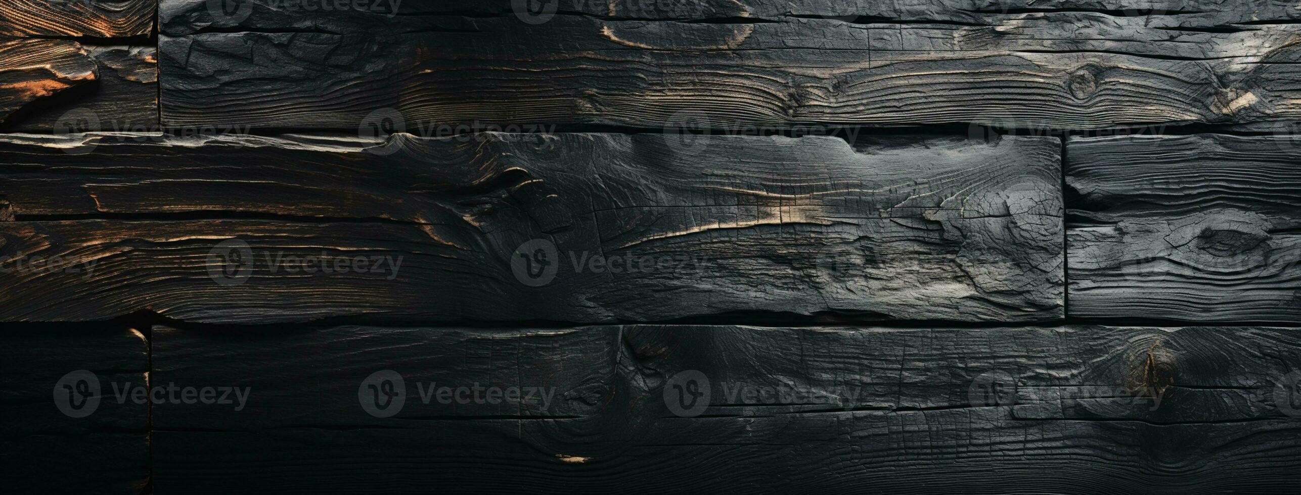rústico elegância - velho madeira textura detalhes com queimado toques em uma Preto texturizado fundo. generativo ai, foto