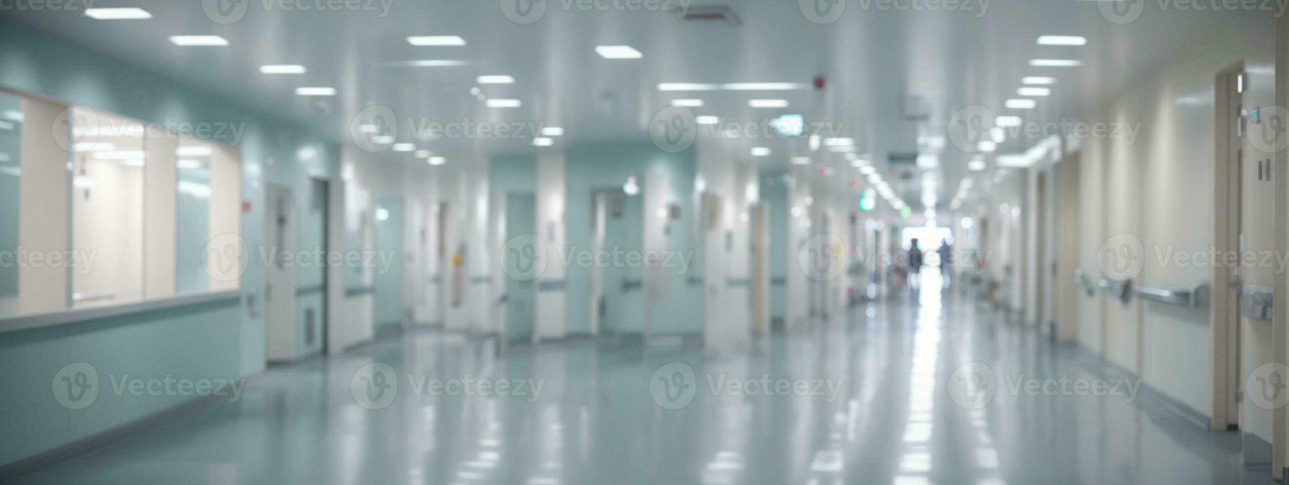 borrão imagem fundo do corredor dentro hospital ou clínica imagem. ai gerado foto