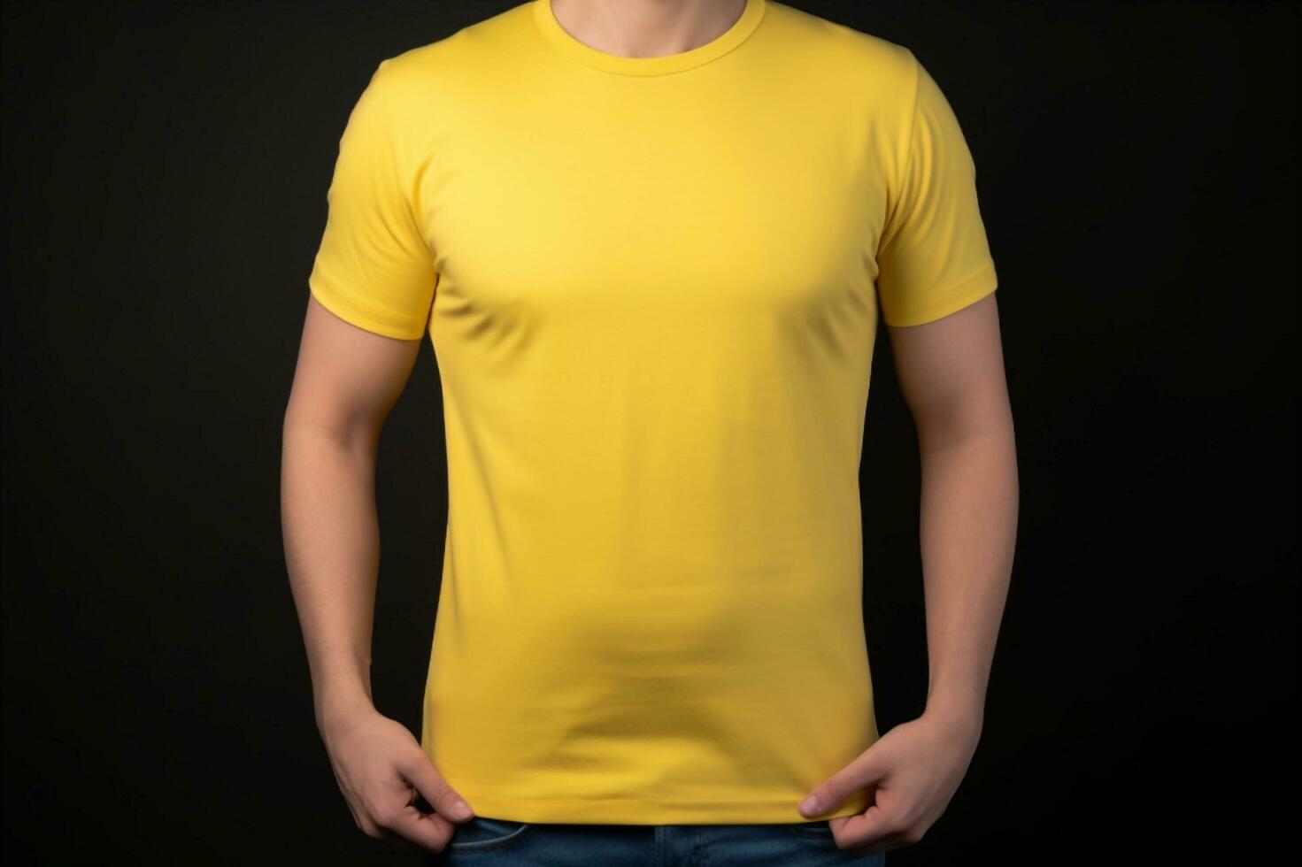 generativo ai. em branco amarelo camiseta brincar em masculino modelo foto