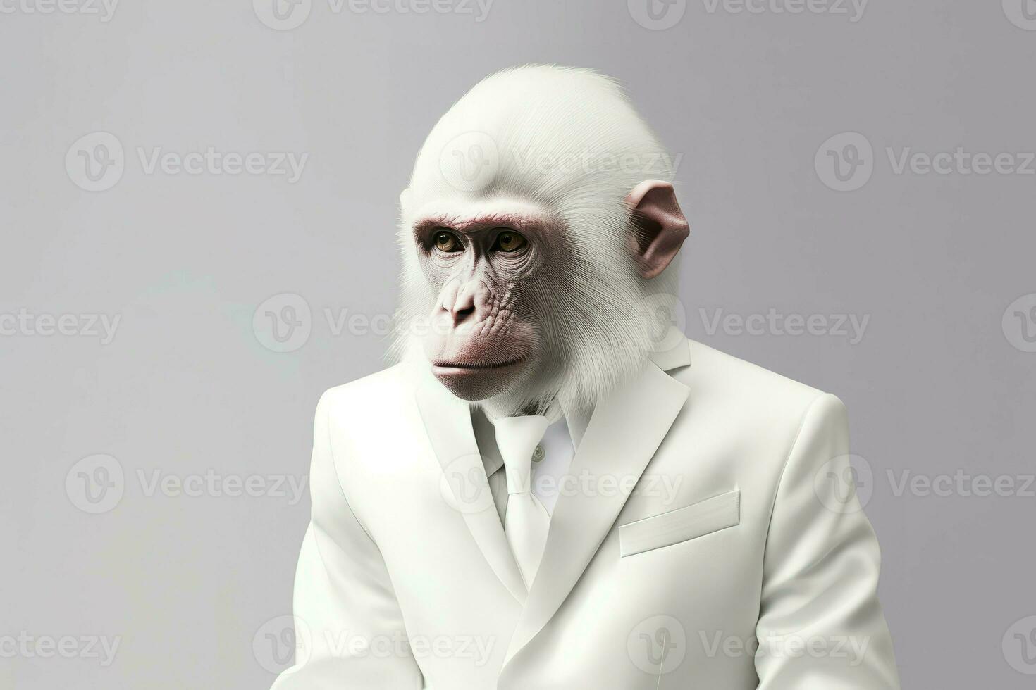 macaco branco terno. gerar ai foto