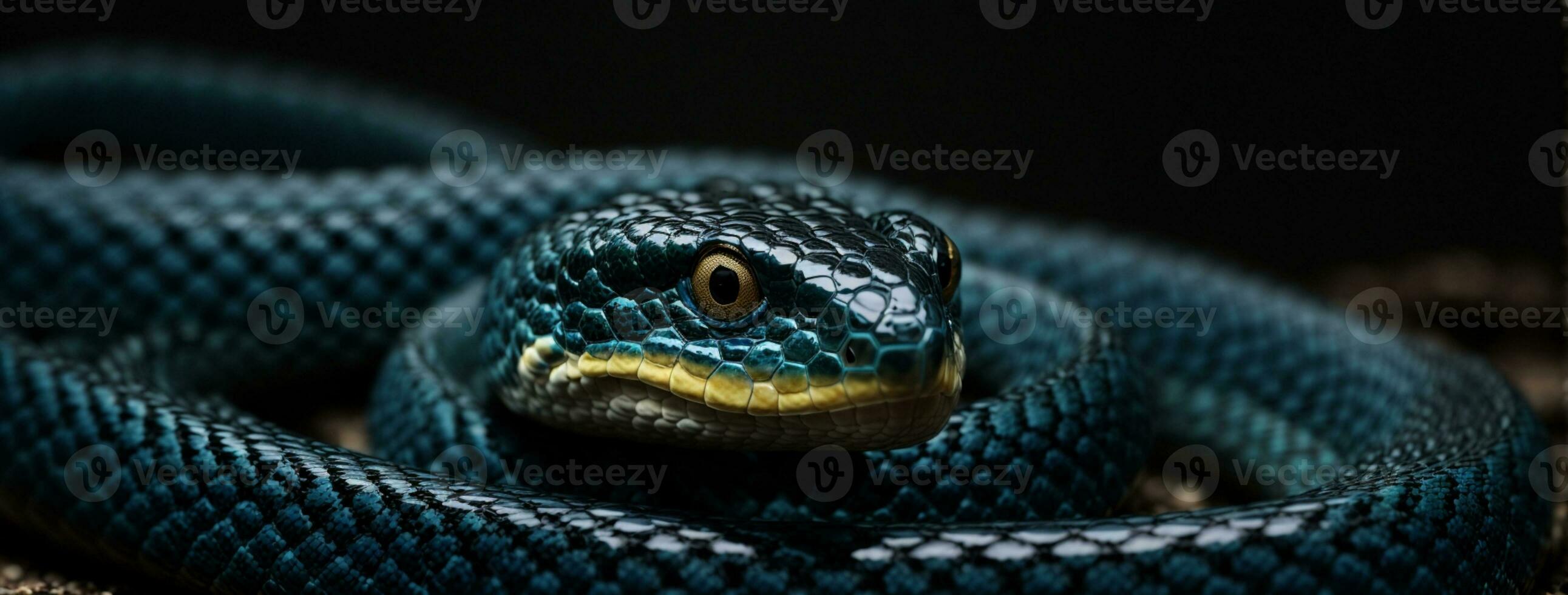 azul víbora serpente fechar-se face. ai gerado foto