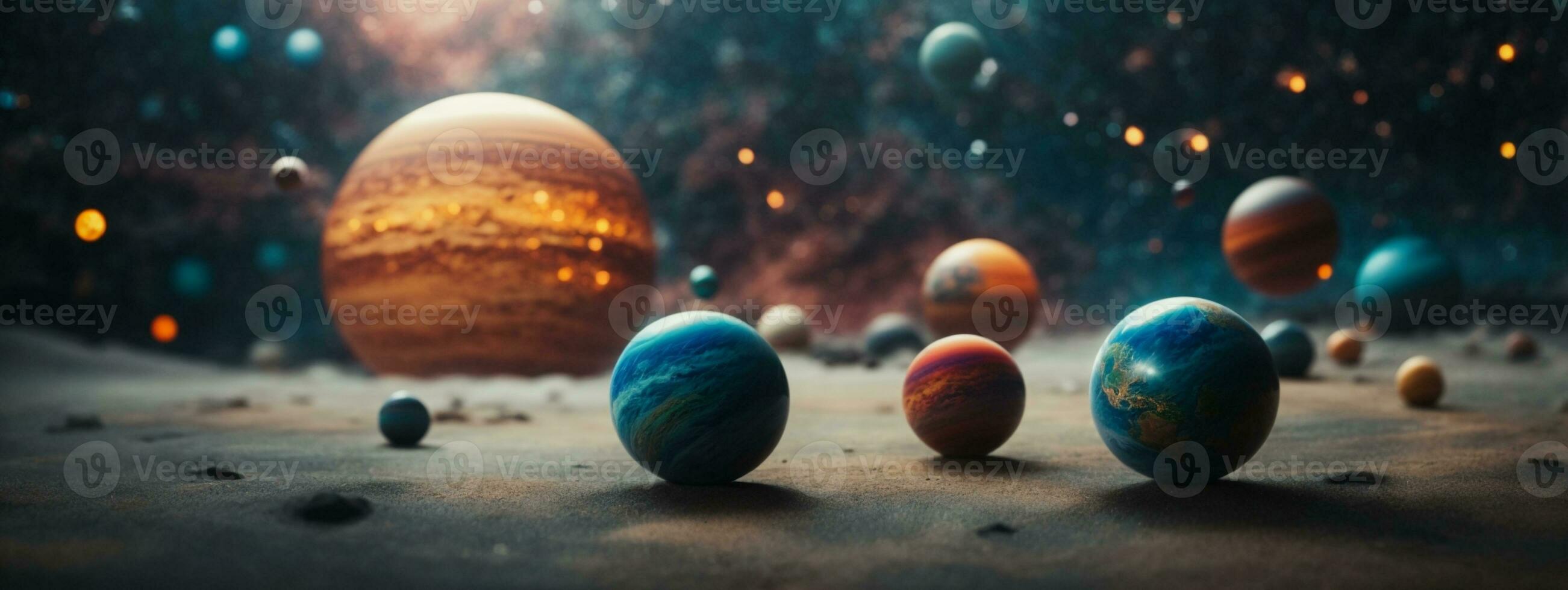 abstrato planetas e espaço fundo. ai gerado foto