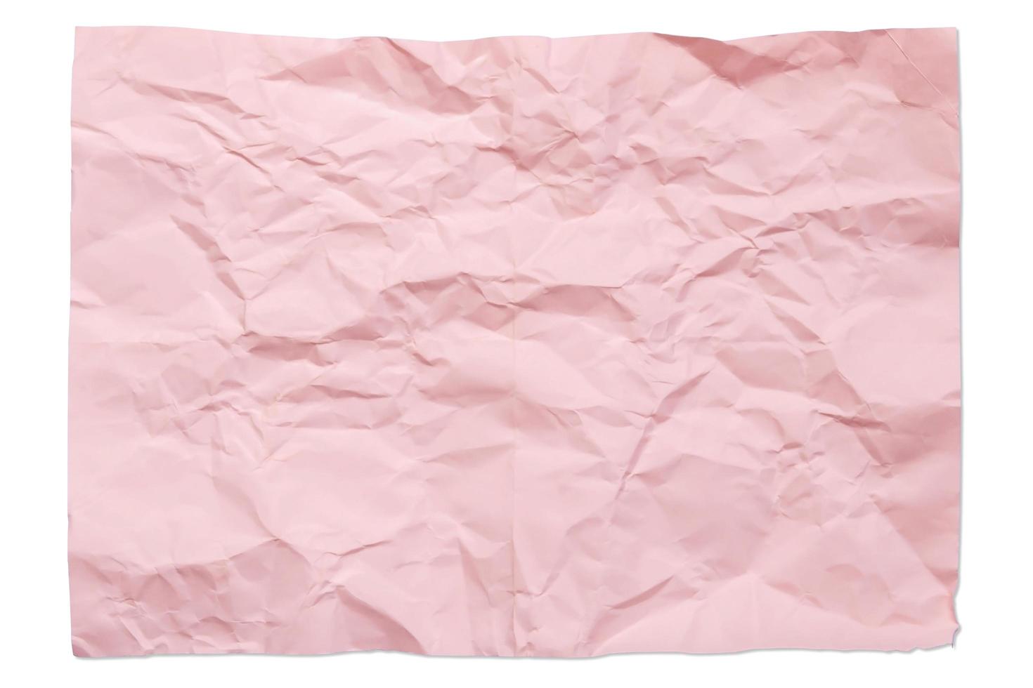 cor-de-rosa em branco 4a papel amassado isolado no fundo branco com sombra foto