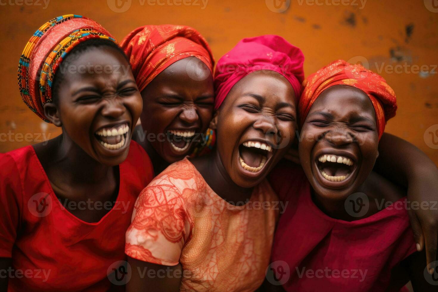 feliz africano mulheres dentro tradicional roupas. generativo ai foto