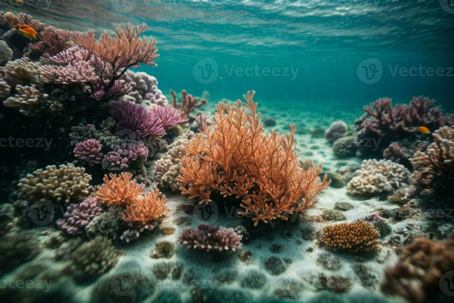 mar ou oceano embaixo da agua profundo natureza fundo. ai gerado foto