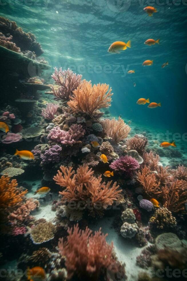 mar ou oceano embaixo da agua profundo natureza fundo. ai gerado foto