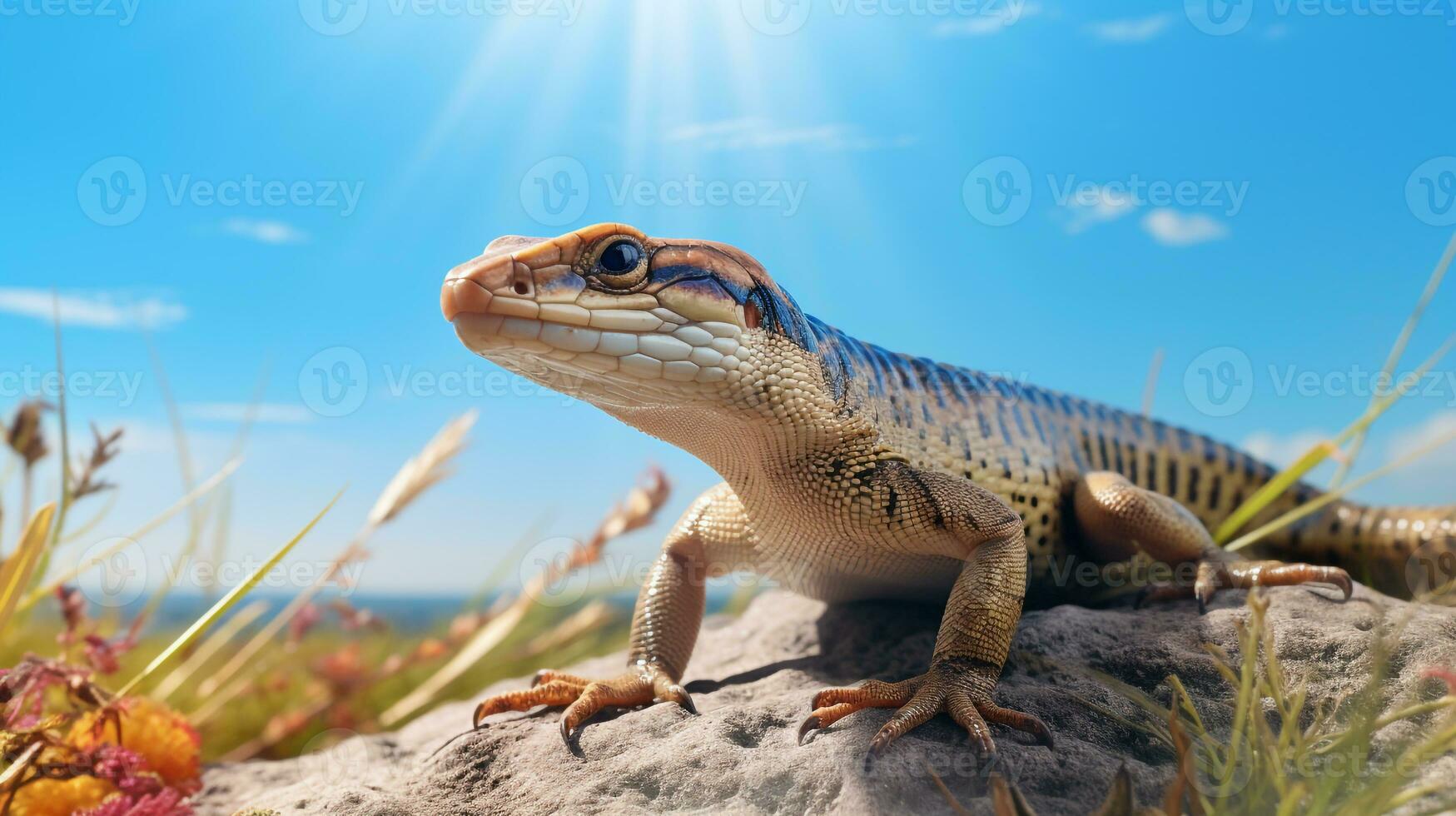 foto do uma skink debaixo azul céu. generativo ai