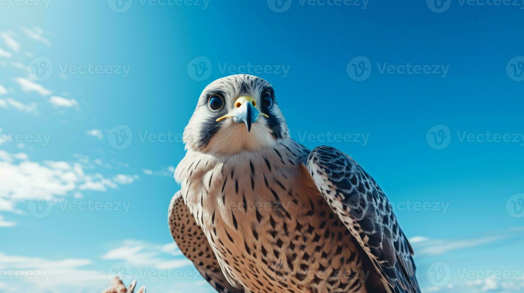 foto do uma falcão debaixo azul céu. generativo ai
