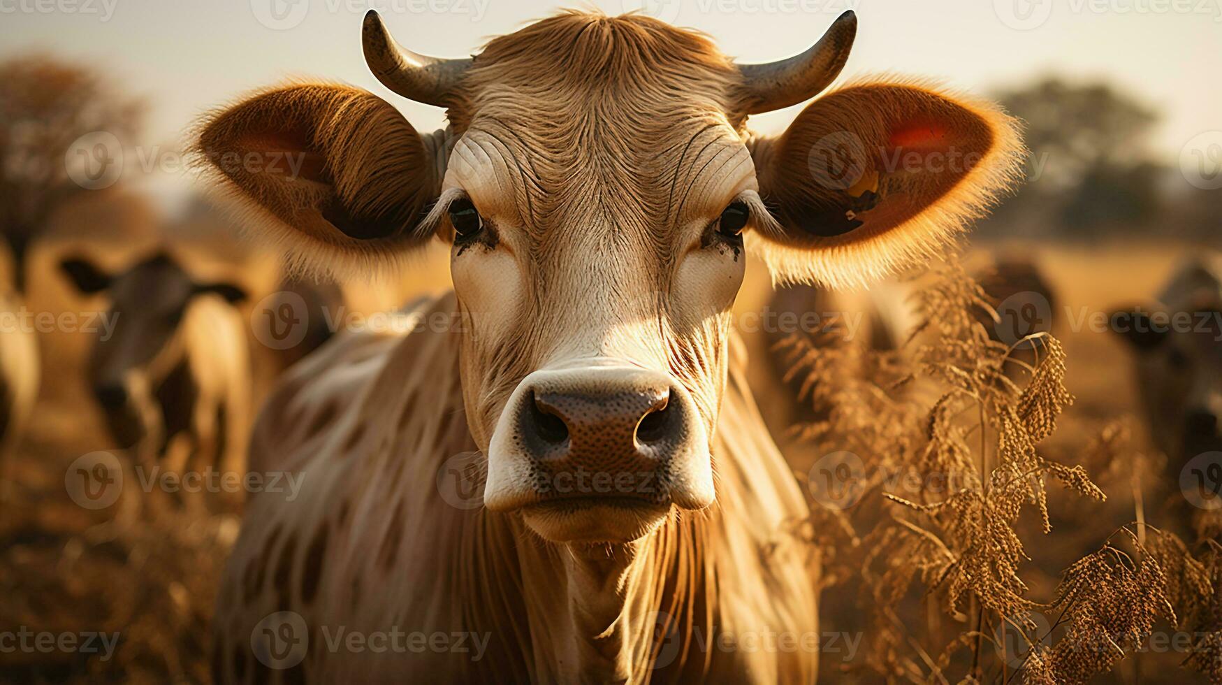 fechar-se foto do uma zebu olhando qualquer direção. generativo ai