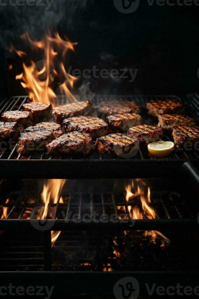 grade fundo - esvaziar disparamos churrasco em Preto. ai gerado foto