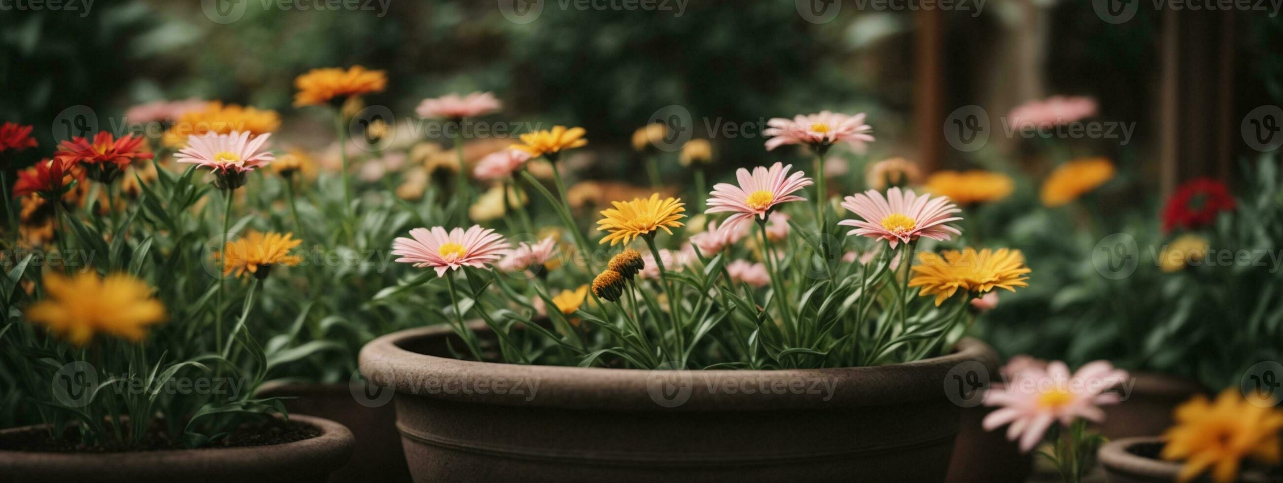 flor natureza jardim botânica margarida flor Panela. ai gerado foto