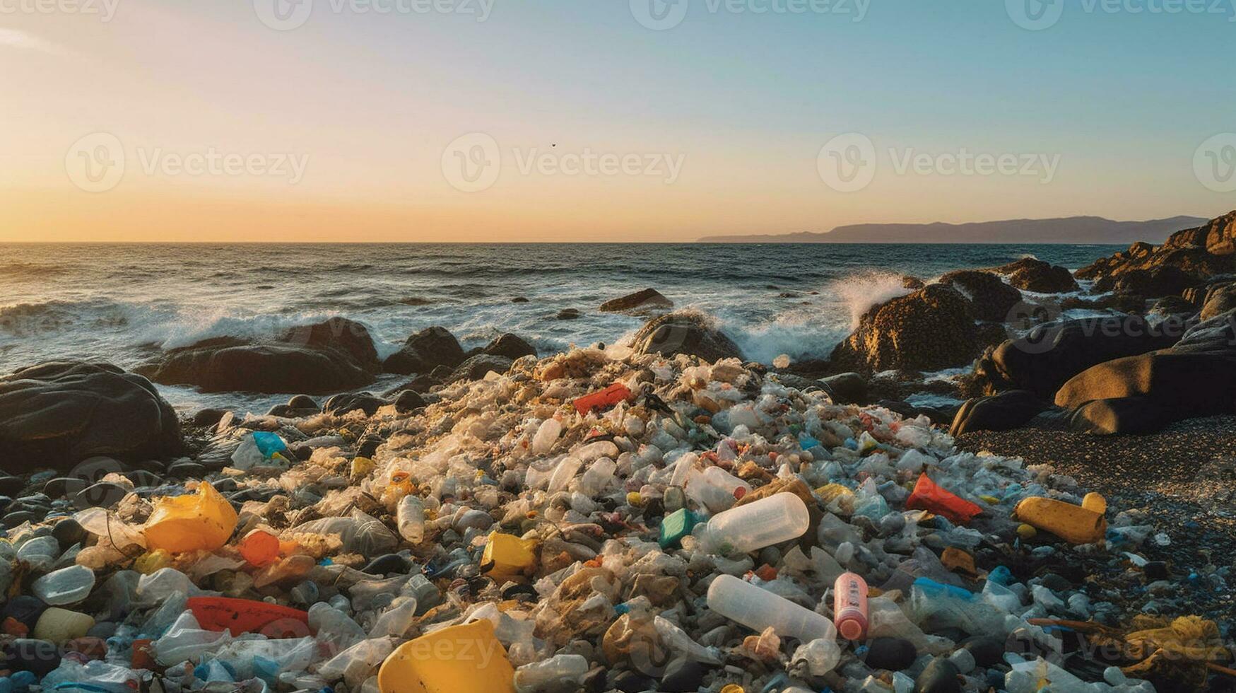 generativo ai, documentando a devastador impacto do uso único plásticos em marinho vida foto