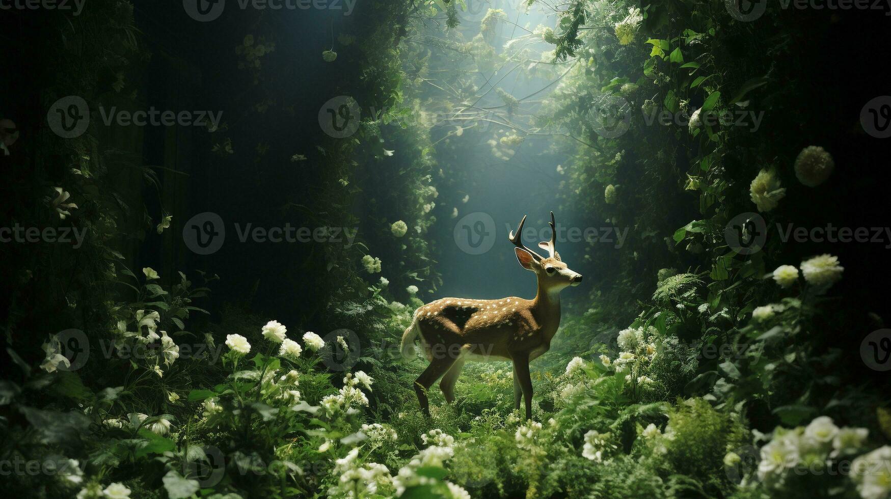 generativo ai, etéreo encontros espíritos do a enevoado floresta foto