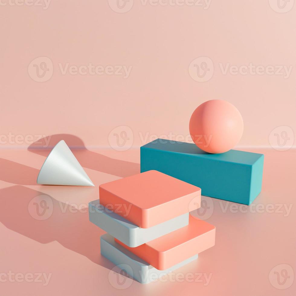 fundo de forma geométrica de cor pastel abstrata, maquete minimalista moderna para exibição de pódio ou vitrine, renderização em 3d. foto