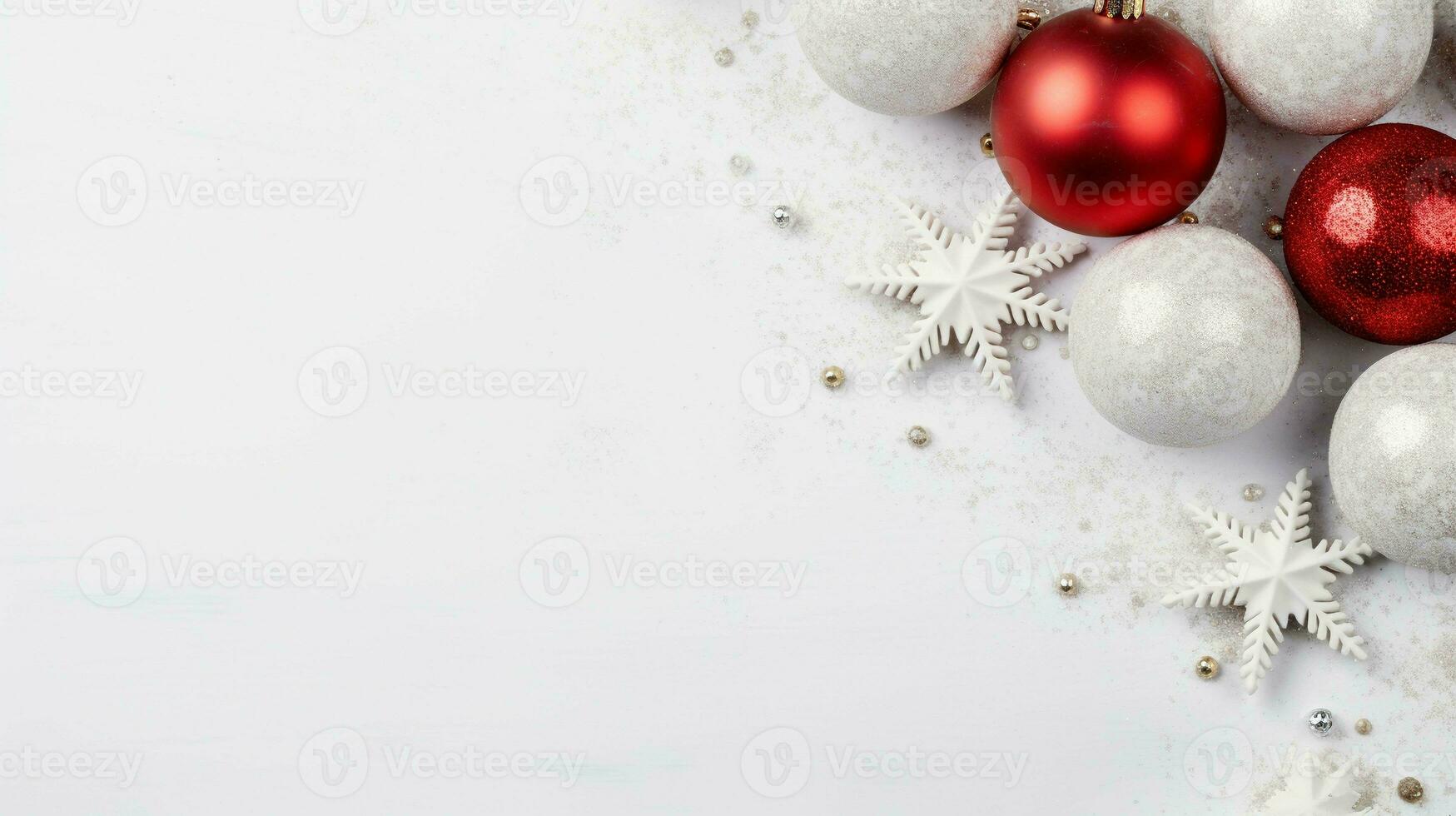plano deitar realista Natal decorações em minimalista fundo. festivo feriado arranjo foto