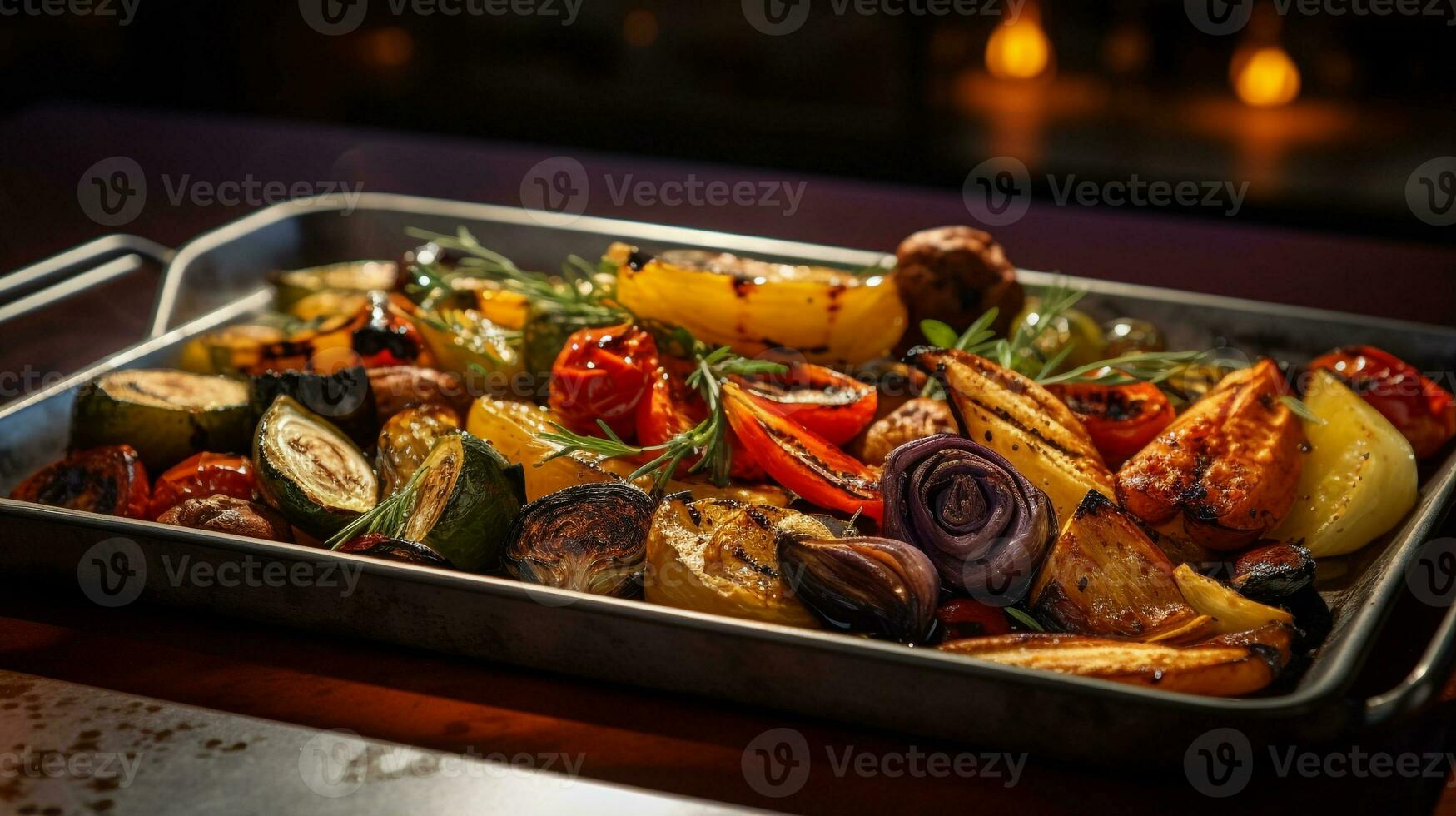 foto do assado vegetal prato Como uma prato dentro uma sofisticado restaurante. generativo ai