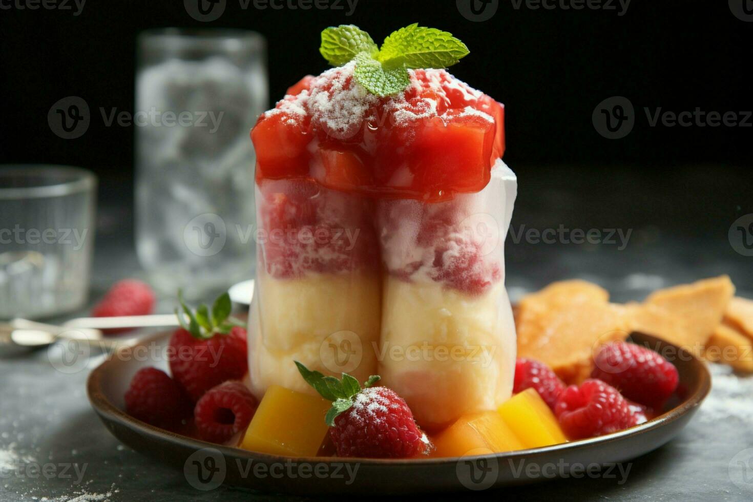 a convidativo Visão do uma congeladas brasileiro fruta sobremesa, promissor delicioso sabores ai gerado foto