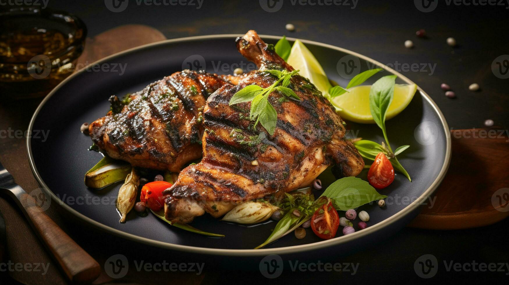 foto do grelhado empurrão frango Como uma prato dentro uma sofisticado restaurante. generativo ai