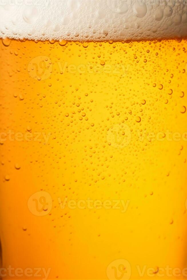 fechar-se vidro do frio Cerveja com espuma Como textura e fundo, pós-processado, generativo ai foto