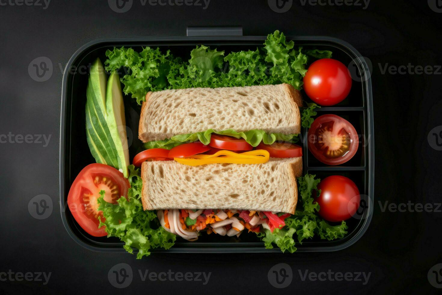almoço caixa sanduíche topo visualizar. gerar ai foto