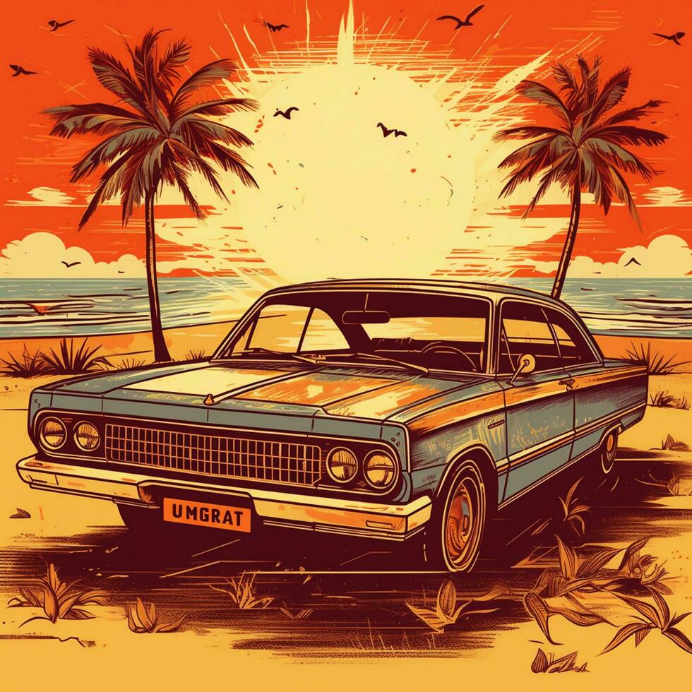 verão vintage carro grampo arte foto