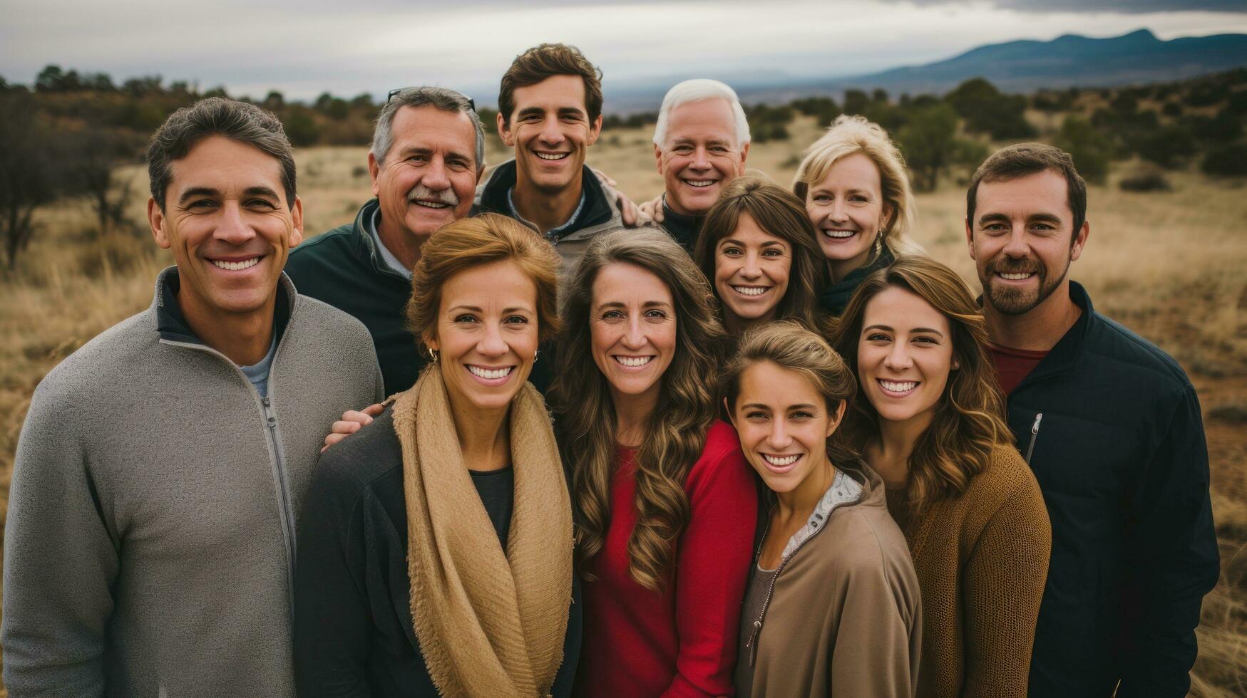 amigos e família levando uma grupo foto