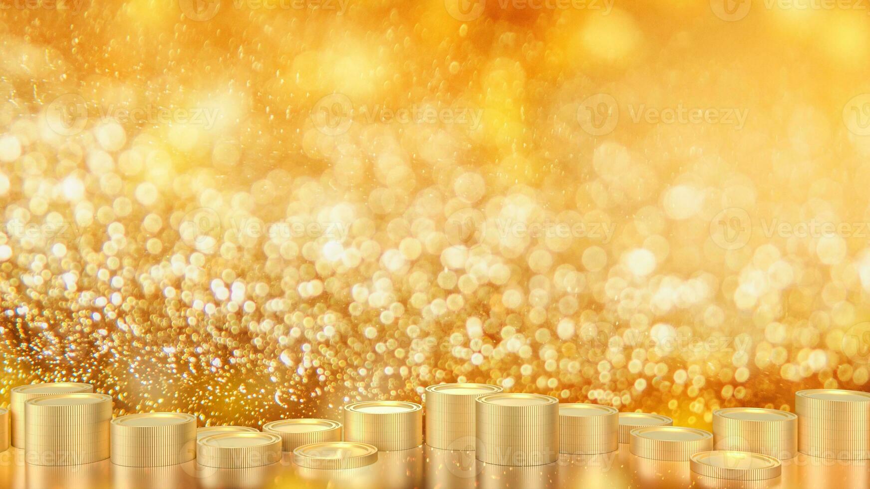 a ouro moedas em bokeh fundo 3d Renderização foto