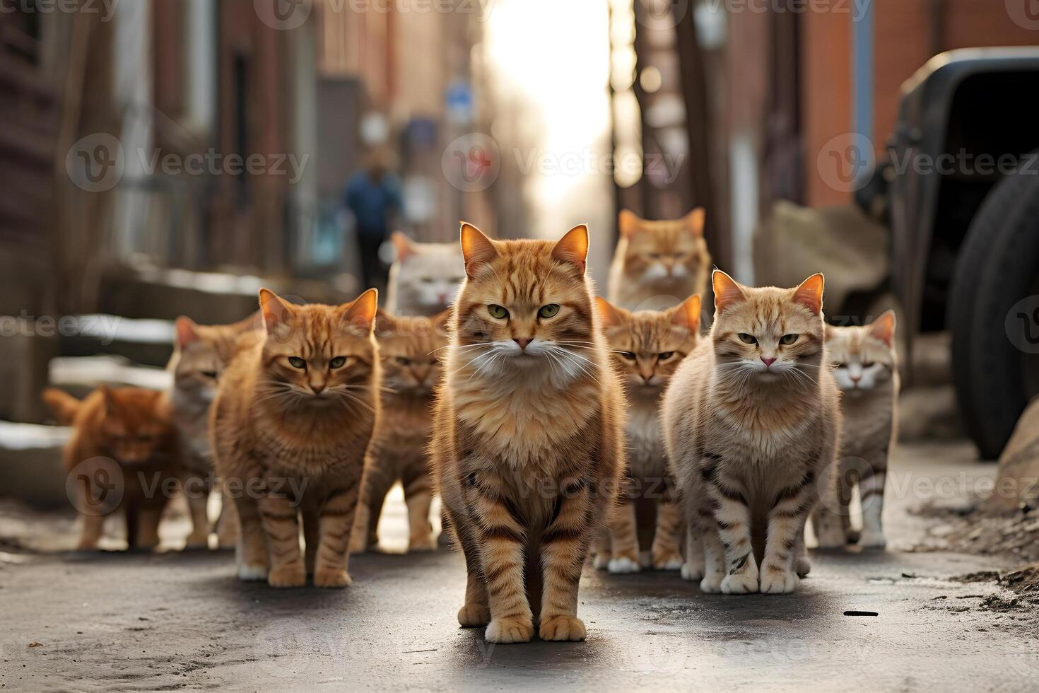 gato em a rua disperso gato gerado ai foto