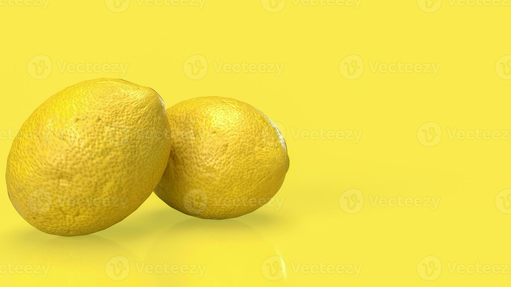 a limão em amarelo fundo para Comida ou beber conceito 3d Renderização foto