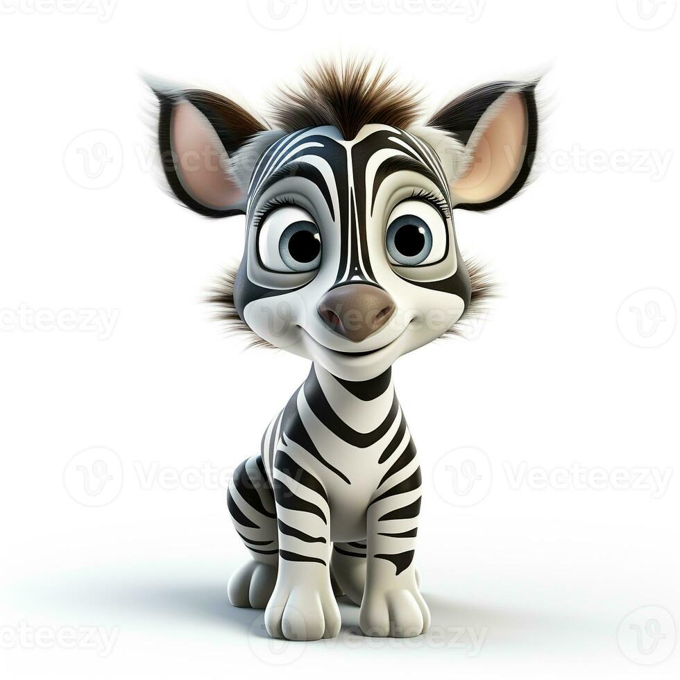 3d desenho animado fofa zebra ai foto
