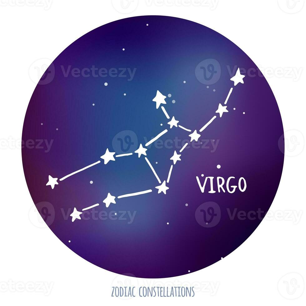 Virgem vetor placa. zodiacal constelação fez do estrelas em espaço fundo. foto