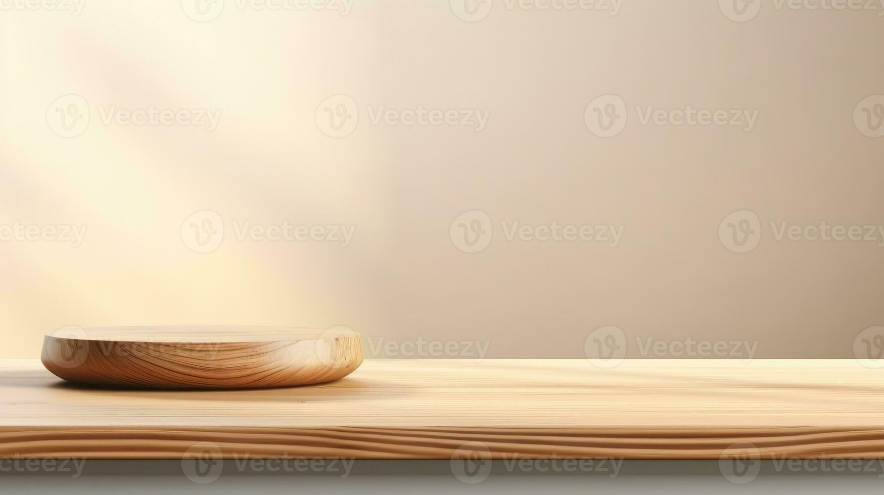 esvaziar de madeira mesa chão, de madeira mesa para produtos, foto