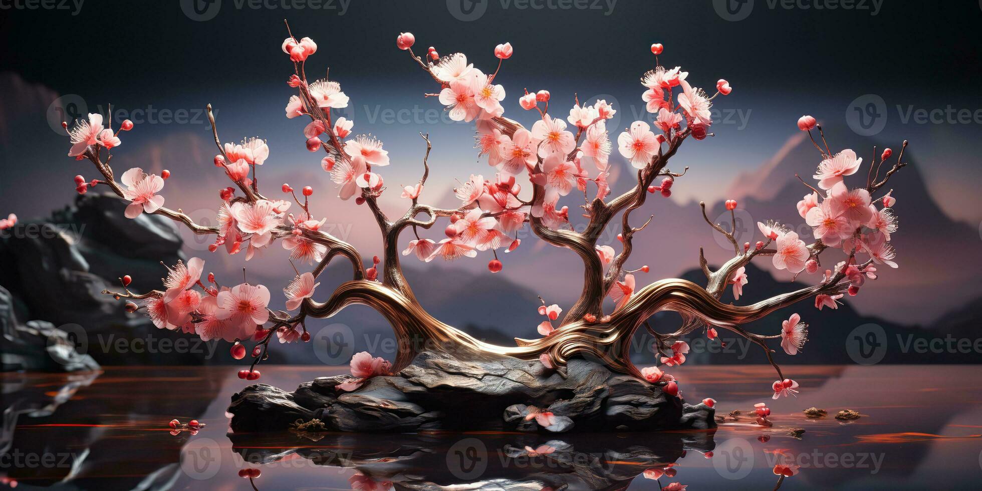 ai gerado. ai generativo. ásia japonês flor plantar sakura cereja Flor pequeno árvore decoração. gráfico arte foto