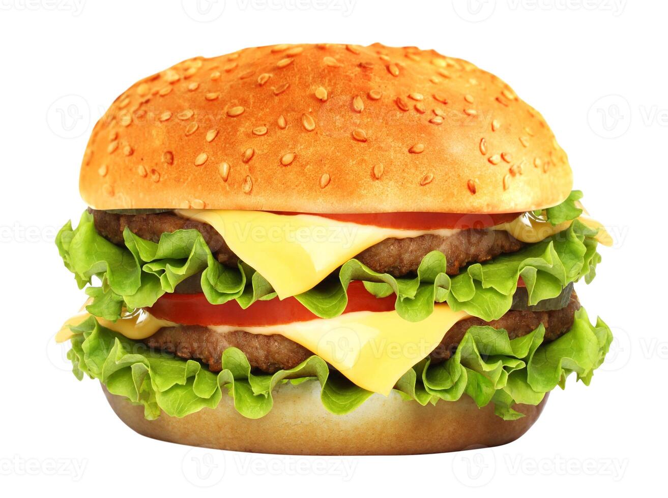 grande Hamburger em branco fundo foto